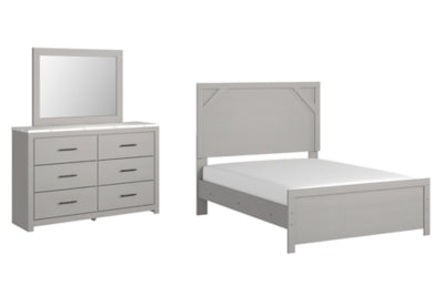 Cama completa Cottonburg con panel, tocador y espejo