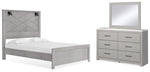 Cama Queen con paneles, tocador y espejo Cottonburg