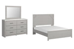Cama Queen con paneles, tocador y espejo Cottonburg