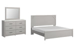 Cama King con paneles, tocador y espejo Cottonburg