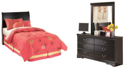 Huey Vineyard Twin Sleigh Headboard, Dresser and Mirror
