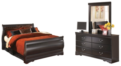 Cama Queen tipo trineo Huey Vineyard con tocador y espejo