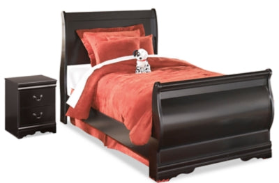 Cama trineo doble y mesita de noche Huey Vineyard