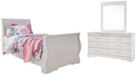 Cama trineo individual Anarasia, cómoda y espejo