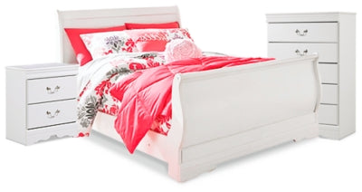 Cama trineo completa Anarasia, cómoda y mesita de noche