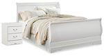 Cama tipo trineo Anarasia Queen y mesita de noche