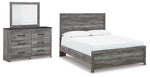 Cama Queen Bronyan con paneles, tocador y espejo