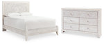 Cama Queen con paneles y cómoda Paxberry
