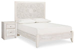 Cama y mesita de noche Paxberry con paneles completos