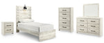 Cama doble Cambeck con paneles, tocador, espejo, cómoda y mesita de noche