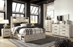Cama Queen Cambeck con almacenamiento, tocador, espejo, dos cómodas y dos mesitas de noche