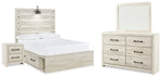 Cama completa Cambeck con espacio de almacenamiento, tocador, espejo y mesita de noche