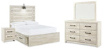 Cama completa Cambeck con espacio de almacenamiento, tocador, espejo y mesita de noche