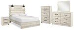Cama Queen Cambeck con paneles, tocador, espejo, cómoda y mesita de noche