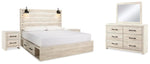 Cama King Cambeck con almacenaje, tocador, espejo y dos mesitas de noche