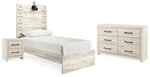 Cama doble con paneles, cómoda y mesita de noche Cambeck