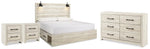 Cama King Cambeck con almacenamiento, cómoda y dos mesitas de noche