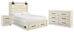 Cama Queen Cambeck con almacenamiento, cómoda y mesita de noche