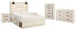Cama King Cambeck con almacenaje, cómoda, arcón y dos mesitas de noche
