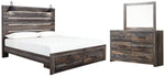 Cama con almacenamiento, tocador y espejo Drystan King Panel