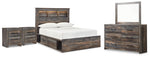 Drystan Full Bookcase Storage Bed, Dresser, Mirror and 2 Nightstands