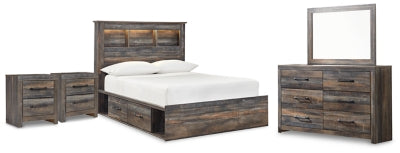 Drystan Full Bookcase Storage Bed, Dresser, Mirror and 2 Nightstands