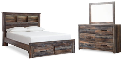 Drystan Full Bookcase Storage Bed, Dresser and Mirror