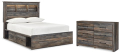 Librería completa con almacenamiento, cama y cómoda Drystan