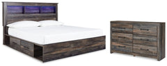 Librería con almacenamiento, cama y cómoda Drystan King