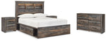 Drystan Full Bookcase Bed with 2 sided Storage, Dresser and Nightstand