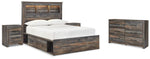 Drystan Full Bookcase Bed with 2 sided Storage, Dresser and Nightstand