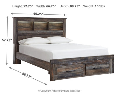 Drystan Queen Bookcase Bed with 2 Storage Drawers