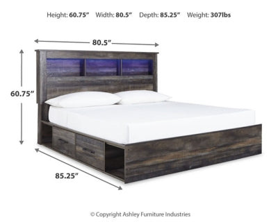 Drystan King Bookcase Bed with 4 Storage Drawers