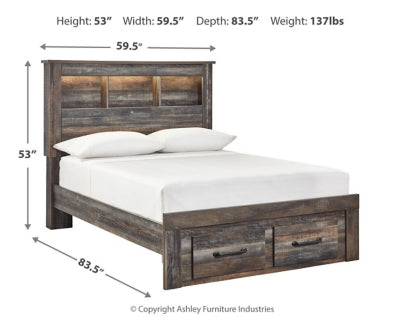 Drystan Full Bookcase Bed with 2 Storage Drawers
