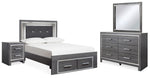 Cama Lodanna con almacenaje completo, tocador, espejo y dos mesitas de noche