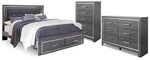 Cama King con almacenaje, cómoda y arcón Lodanna