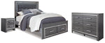 Cama Queen con almacenaje, cómoda y mesita de noche Lodanna