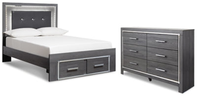 Cama y cómoda con almacenamiento de paneles completos Lodanna