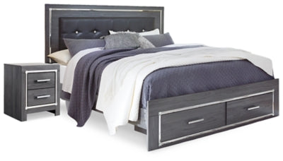Cama Queen con almacenaje y mesita de noche Lodanna