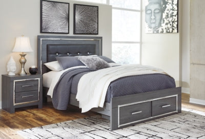Cama Queen con almacenaje y mesita de noche Lodanna