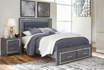 Cama Queen con almacenaje y mesita de noche Lodanna
