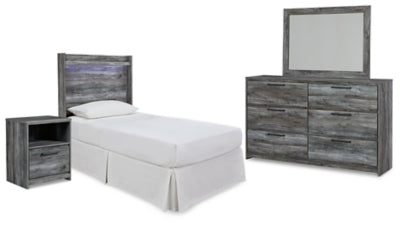 Cabecera de cama con paneles dobles Baystorm, tocador, espejo y mesita de noche