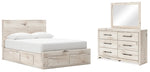 Cama Queen con almacenamiento, tocador y espejo Lawroy