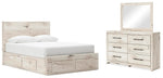 Cama Queen con almacenamiento, tocador y espejo Lawroy