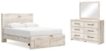 Cama Queen con almacenamiento, tocador y espejo Lawroy