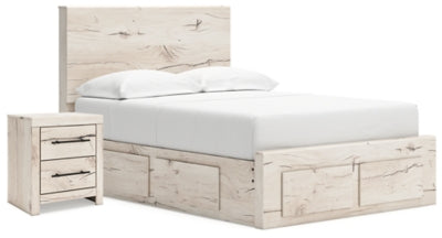 Cama y mesita de noche Lawroy con almacenamiento completo