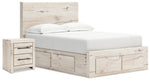 Cama y mesita de noche Lawroy con almacenamiento completo