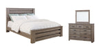 Cama King con paneles, cómoda y espejo Zelen