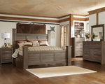 Cama con dosel California King de Juararo, cómoda, espejo, cómoda y dos mesitas de noche