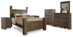 Cama con dosel Juararo Queen, tocador, espejo, cómoda y dos mesitas de noche